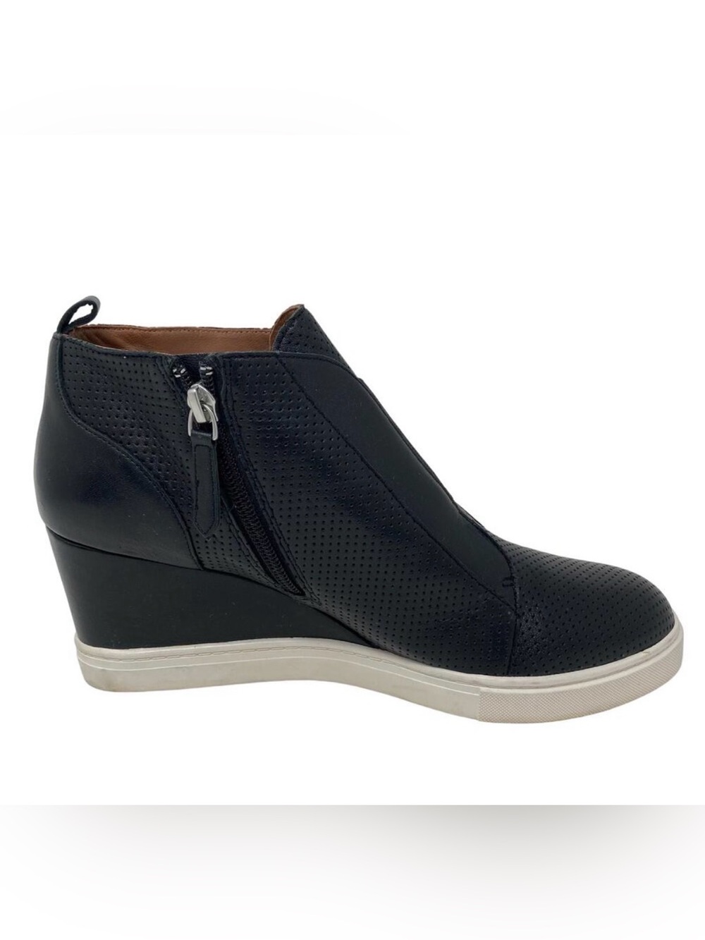LINEA Paolo Women's Black Felicia Wedge Sneaker Bootie Size 9M